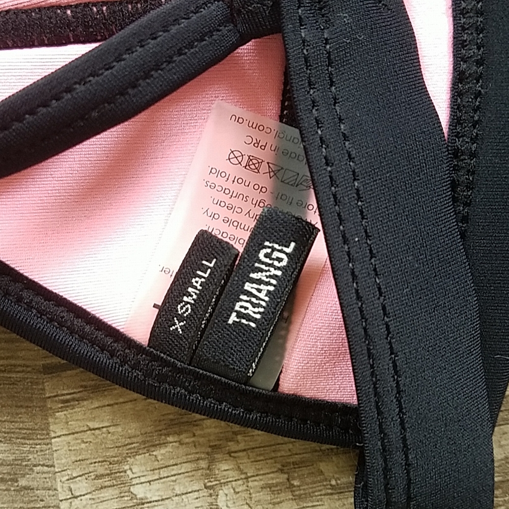 Triangl Swimwear Pink Color Block Neoprene Swim Top XS - Picture 7 of 7